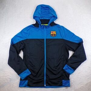 FC Barcelona Hoodie Mens Size Medium Blue/Black Full Zip
